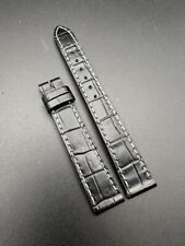 Bracelet de montre dame 14mm noir anonyme grain alligator cuir