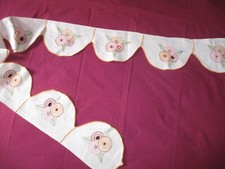 bande d'étagère de cuisine lin brodé main ancienne 1925-30  1,84 m x 15 cm