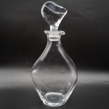 Carafe à décanter en cristal blanc soufflé signé Lalique modèle Flamme Art Déco