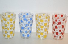 Lot 4 grands verres à orangeade eau colorés pop BVB vintage style années 60 70's