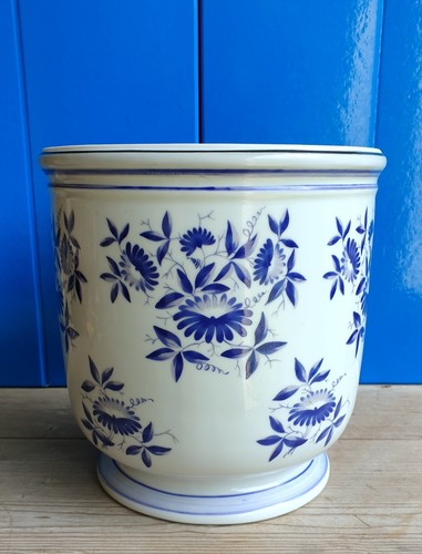Cache pot porcelaine décor - porcelaine,
