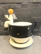 Tirelire collection vintage tasse à café noire avec ange assis Kaffee Kasse