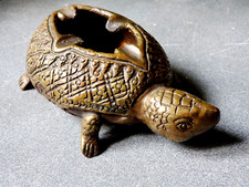 CENDRIER ancien BRONZE forme TORTUE décor relief