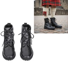 Chaussures Kilt Écossaises En Cuir Noir À Lacets Ghillie