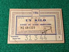 BILLET DE 1 KG FONTE OU ACIER ORDINAIRE - BON DE MATIÈRE - TAMPON LILLE 1944