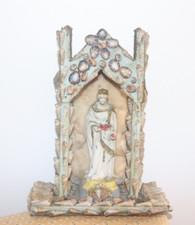 Reliques sainte  XXème reliquaire à voir ! Vierge en platre peint