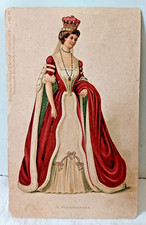 Carte Postale Vintage – Une Marquise Aristocratique En Robe Rouge Carte Embossée