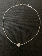 Beau Collier Ras du Cou Argent Massif et Pendentif Pierres Bleu à Identifier