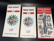 ESSO 3 Cartes  Routière  USA - NEW-YORK - NEW JERSEY. Huile Essence 1964/68 TTBE