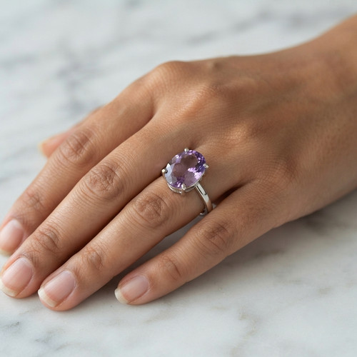 Bague améthyste rose - améthyste,