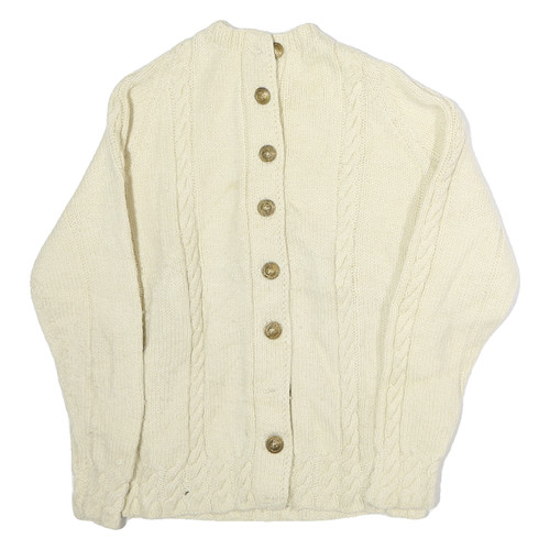 Femmes crème laine uni bouton - crème,