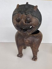 Chine Brûle-parfum Pixiu Chien Foo en bois pièce ancienne XVIII ou XIXe