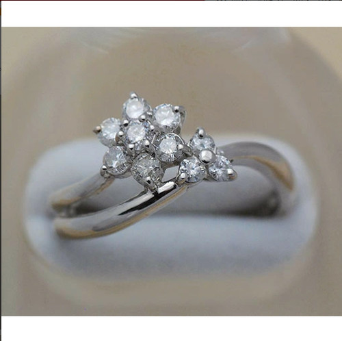 Bague fleurs diamant 50ct - fleurs, 0,50ct