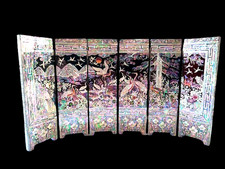 Paravent Coréen à 6 Volets – Travail Raffiné en Nacre – Porte-Bonheur