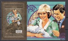 OX22726/ CENTRAL AFRICA REPUBLIC – LADY DI – GOLD BLOCK MI # 225A MINT MNH