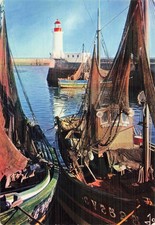 29 GUILVINEC BATEAUX SECHANT LEURS FILETS DANS LE PORT