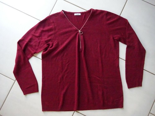 Pull rouge bordeaux col - bordeaux, v