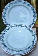 6 Assiettes Creuses St Amand Ceranord Décor Guirlande De Fleurs Monochrome Vert