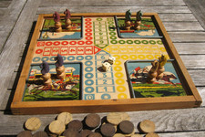 Ancien Jeu de Société Dada Petits Chevaux & Dames en Bois