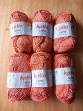 6 pelotes 100 % Coton Mercerise Capri KATIA Crochet Tricot Rose Orange Corail