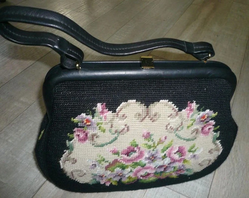 Sac main brodé tapisserie - sac,