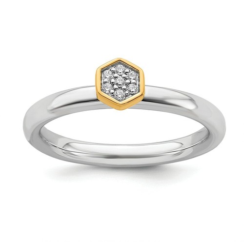 Hexagon diamond gold plated - diamond, gold-plated