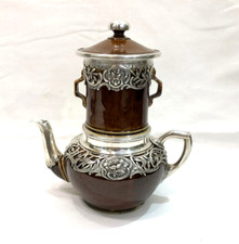 tisanière / cafetière GUERCHET céramique & argent massif MINERVE thé filtre café