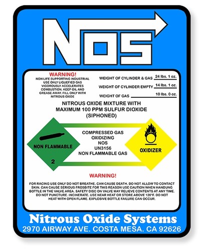 Autocollant nos nitrous oxide - nos,