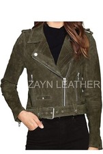 Veste militaire en daim vert