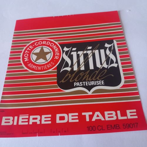 étiquette bière sirius - bière, brie