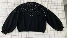 Pull femme noir avec perles