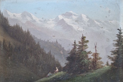 Tableau peinture montagne - tableau,