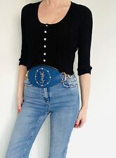 Sac ceinture banane en cuir clouté logo YVES SAINT LAURENT  Vintage 1980s