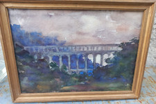 Louis-Mathieu Verdilhan (1875-1928) Tableau Aquarelle Paysage Aqueduc Monogramme