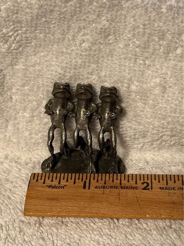 Tiny pewter frogs figurine - 3,
