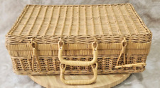 Ancien valise valisette osier rotin tressé panier à pique nique ou autre Vintage