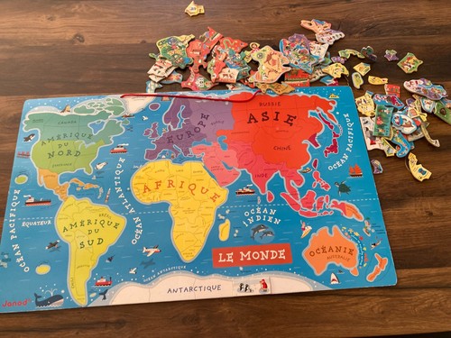 Janod puzzle carte - puzzle, monde