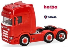 Scania CR 20 HD tracteur solo caréné rouge 6x2 avec trompes  - Herpa - 1/87 (Ho)