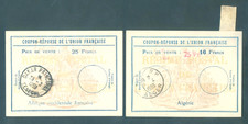 1958/59 - 2 "Coupon-Réponse de l'Union Française" - Algérie et A.O.F. - Alger..
