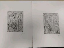 2 Gravures Abstraction Pointe Sèche Épreuve D'artiste Signées XXeme