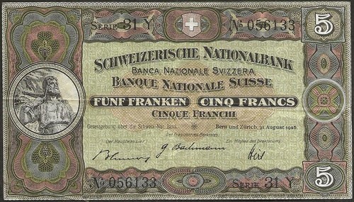 Suisse billet 5 francs - suisse,