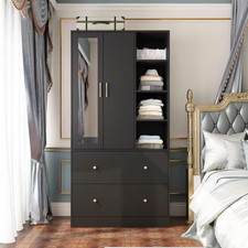 Black Wood 35.5 In. W Armoires