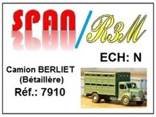 trains 1/160  SPAN/R3M  camion Berliet (bétaillère) ref 7910  vert (livré monté)