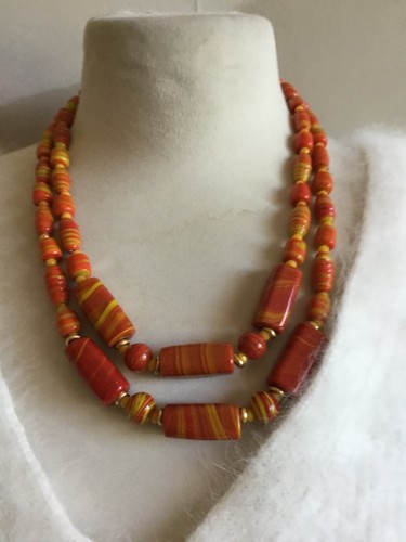 Collier double rangs pâte - , de