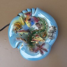 Lampe MONACO style VALLAURIS poissons coquillages vintage déco ancien kitsch