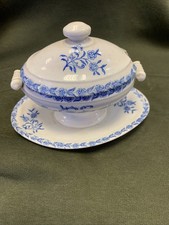 Ancien Moutardier Faïence Creil ? Sarreguemines ? Gien ? Décors Fleur Bleu Clair