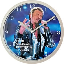 Pendule Murale Johnny Hallyday personnalisé. Diamètre 22 cm