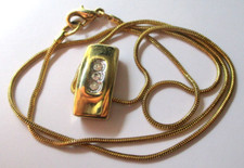 Collier Chaîne serpent Pendentif plaqué or cristaux diamant bijou vintage 5833