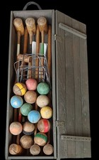 Ancien Jeu de Croquet Jeux Jouet de plein air Jardin Bois  Old Toy Wood Game 