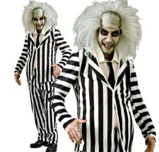 Costume Pour Homme Beetlejuice Classique D'Halloween Tenue De Tim Burton